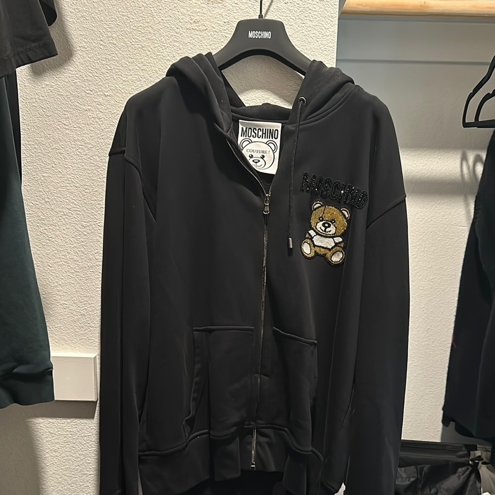 Moschino Black Hoodie with Bear Patch